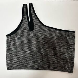 Offline by Aerie Heathered Black One-Shoulder‎ Top